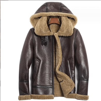 Mens Leathar Sherpa Bomber Jacket